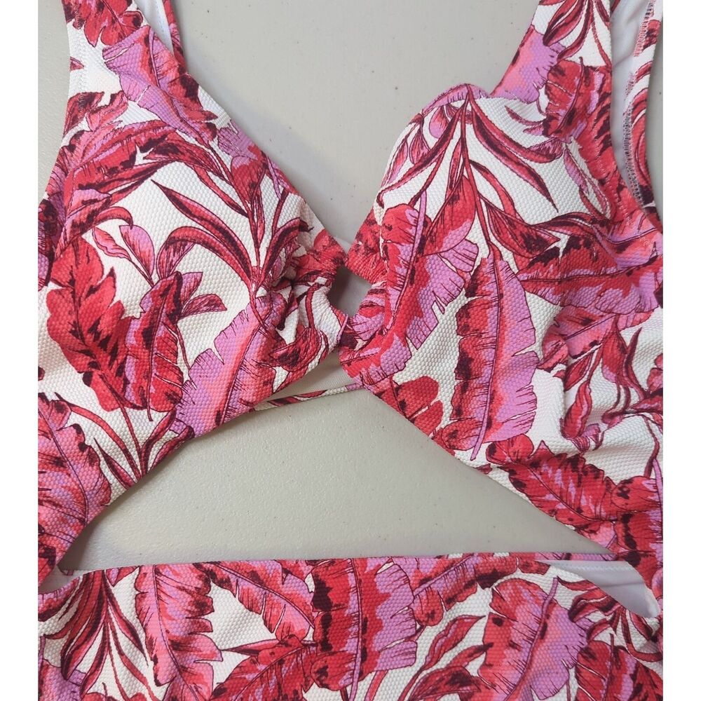 New Jessica Simpson XL fuschia multi one piece bikini pink and red cut out - Picture 3 of 7
